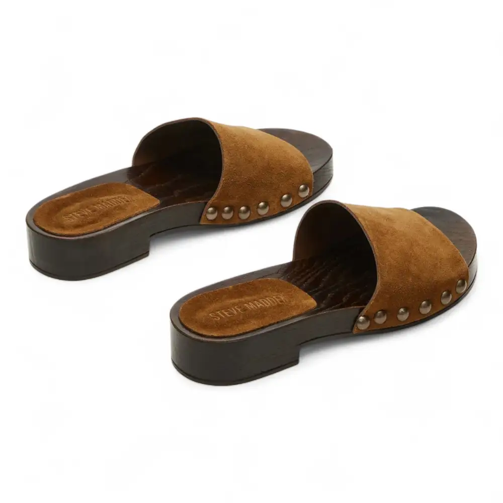 Cento Chestnut Suede Studded Slide Sandal