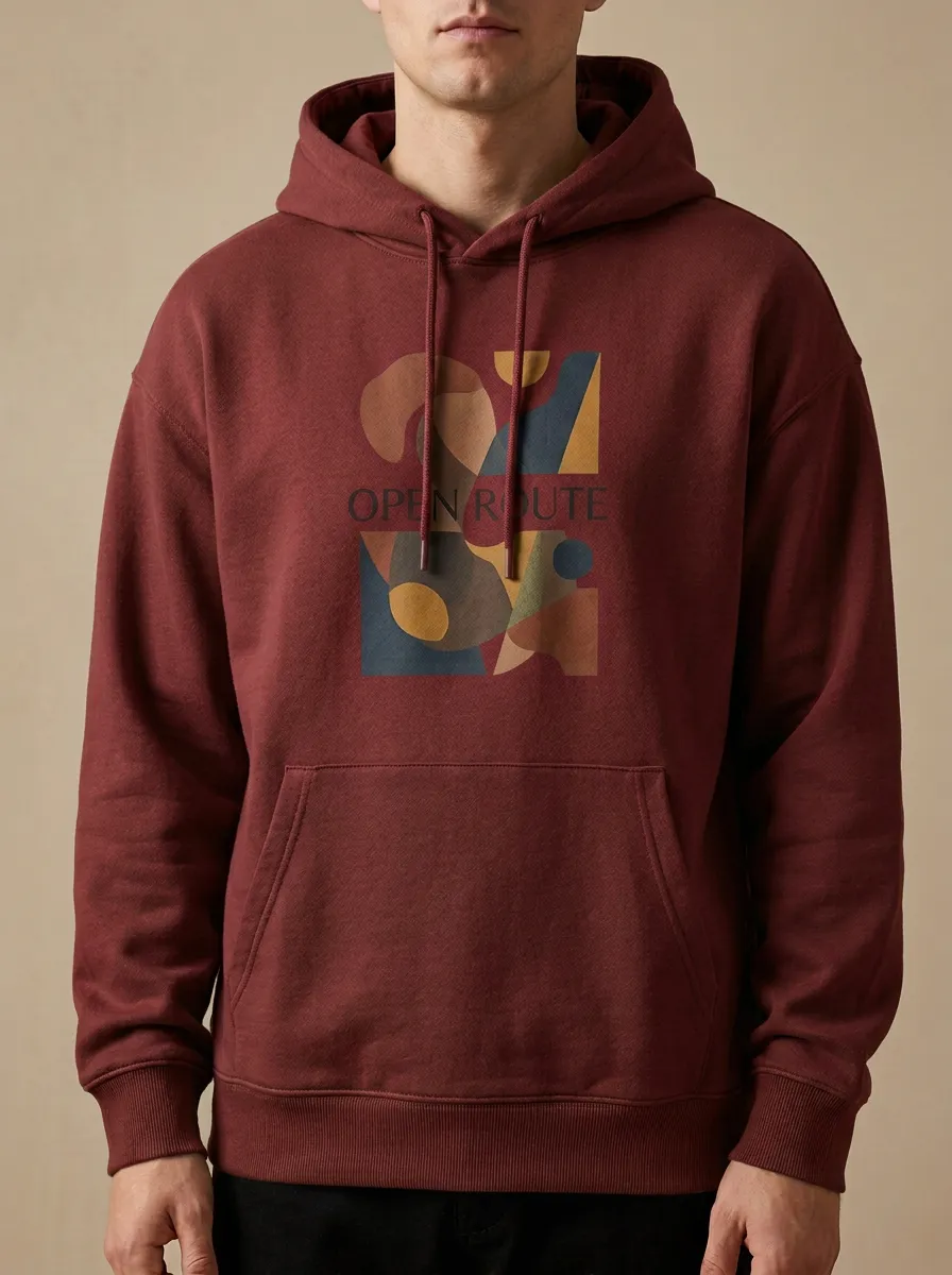 Unisex Open Route Drawstring Pocket Hoodie