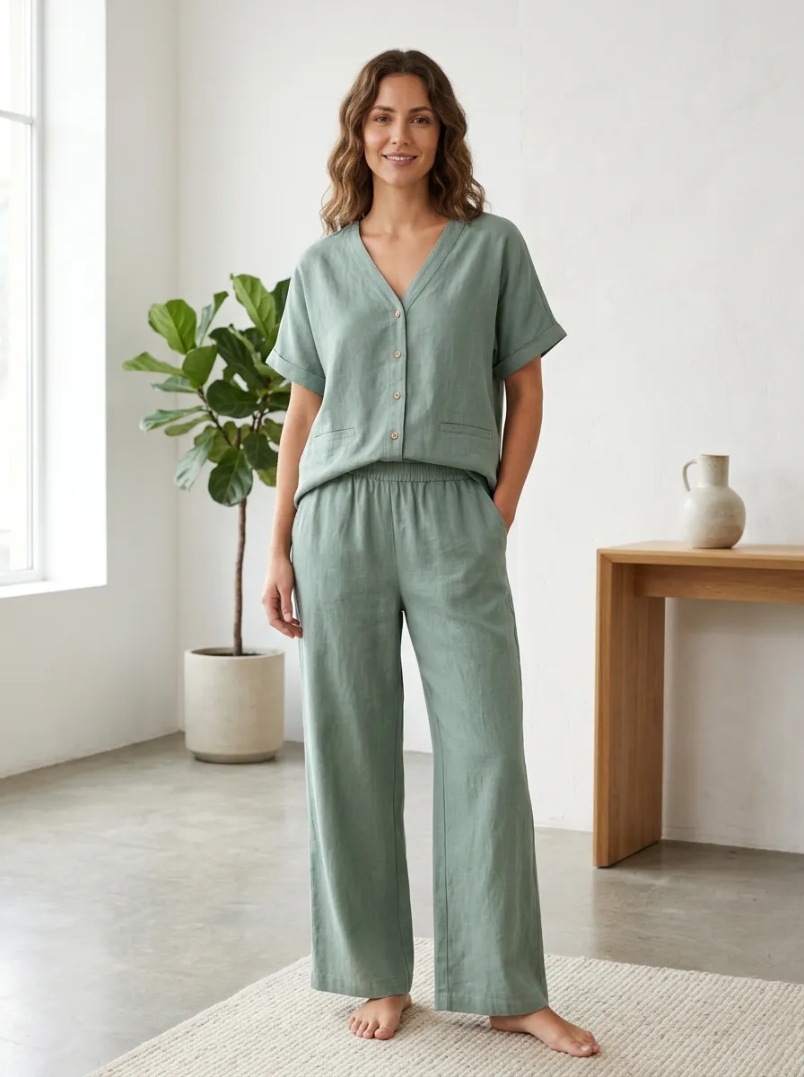 Button-Down Women's V-Neck Shirt