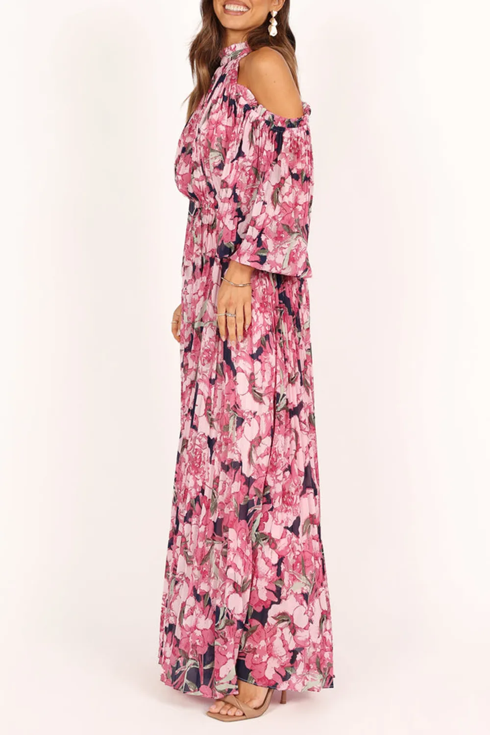 OFF-THE-SHOULDER TRUMPET SLEEVE DRESS