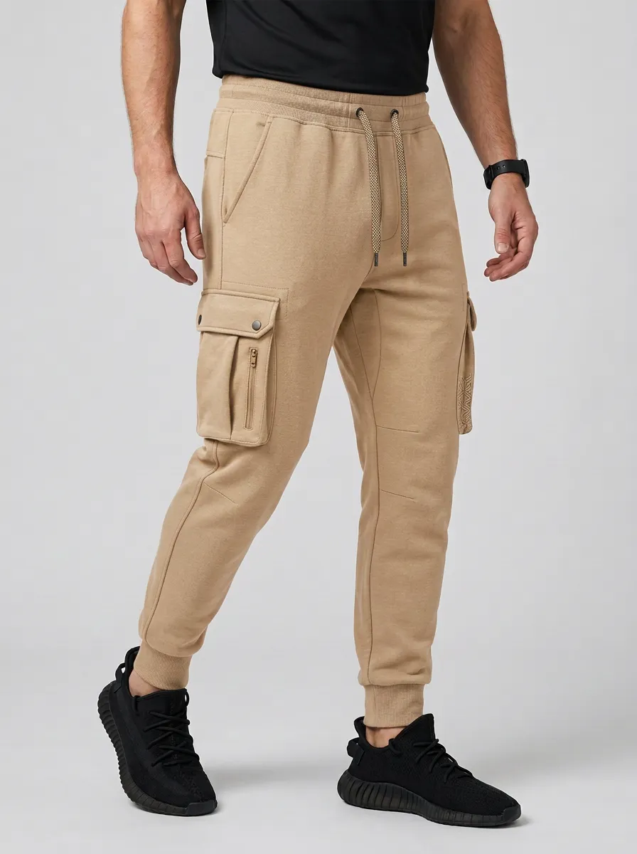 Refined Graphic Print Design Men's Cargo Jogger Pants