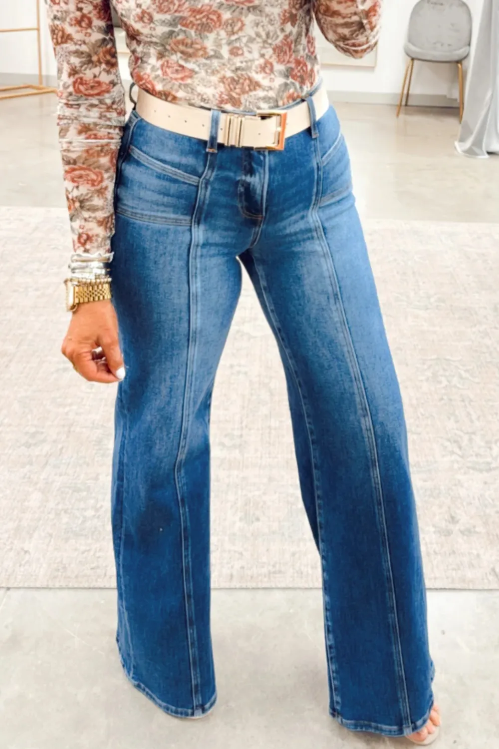 Blue Tailored Seam Shift Jeans