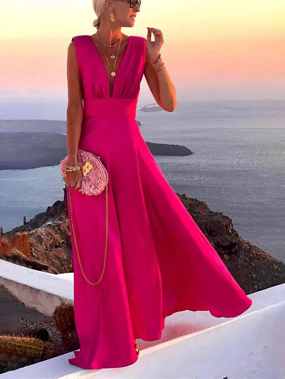 Novel Romance V Neck Maxi Dress