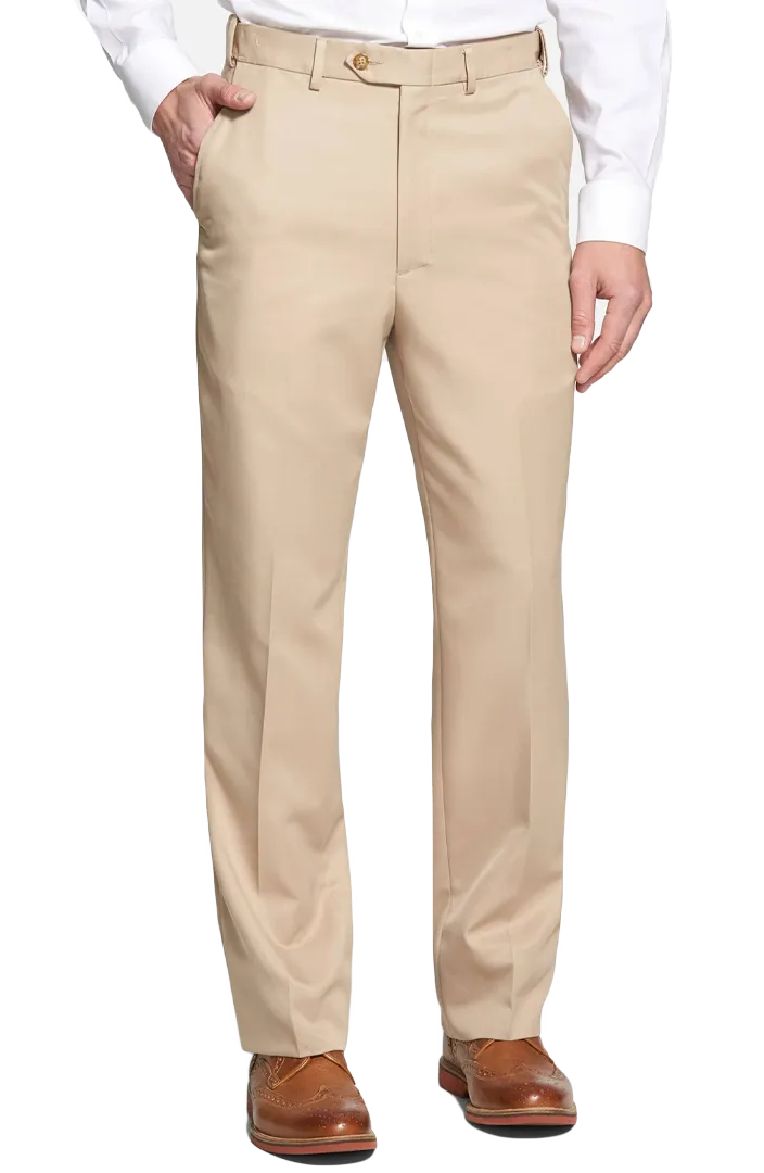 Clean Line Microfiber Performance Flat Front Pleated Front Regular Rise Trousers