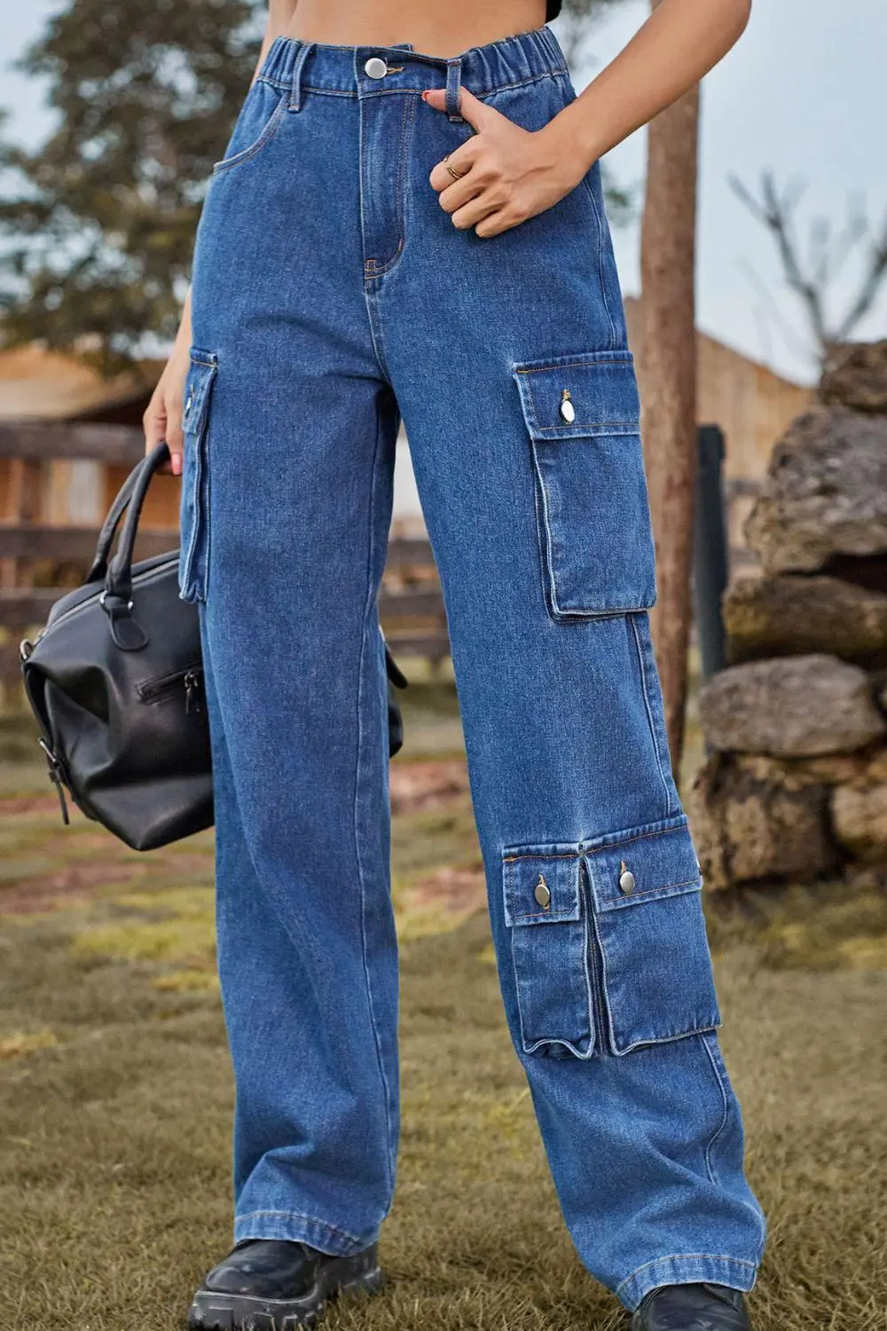 Easy Loose Fit Pocketed Denim Jeans
