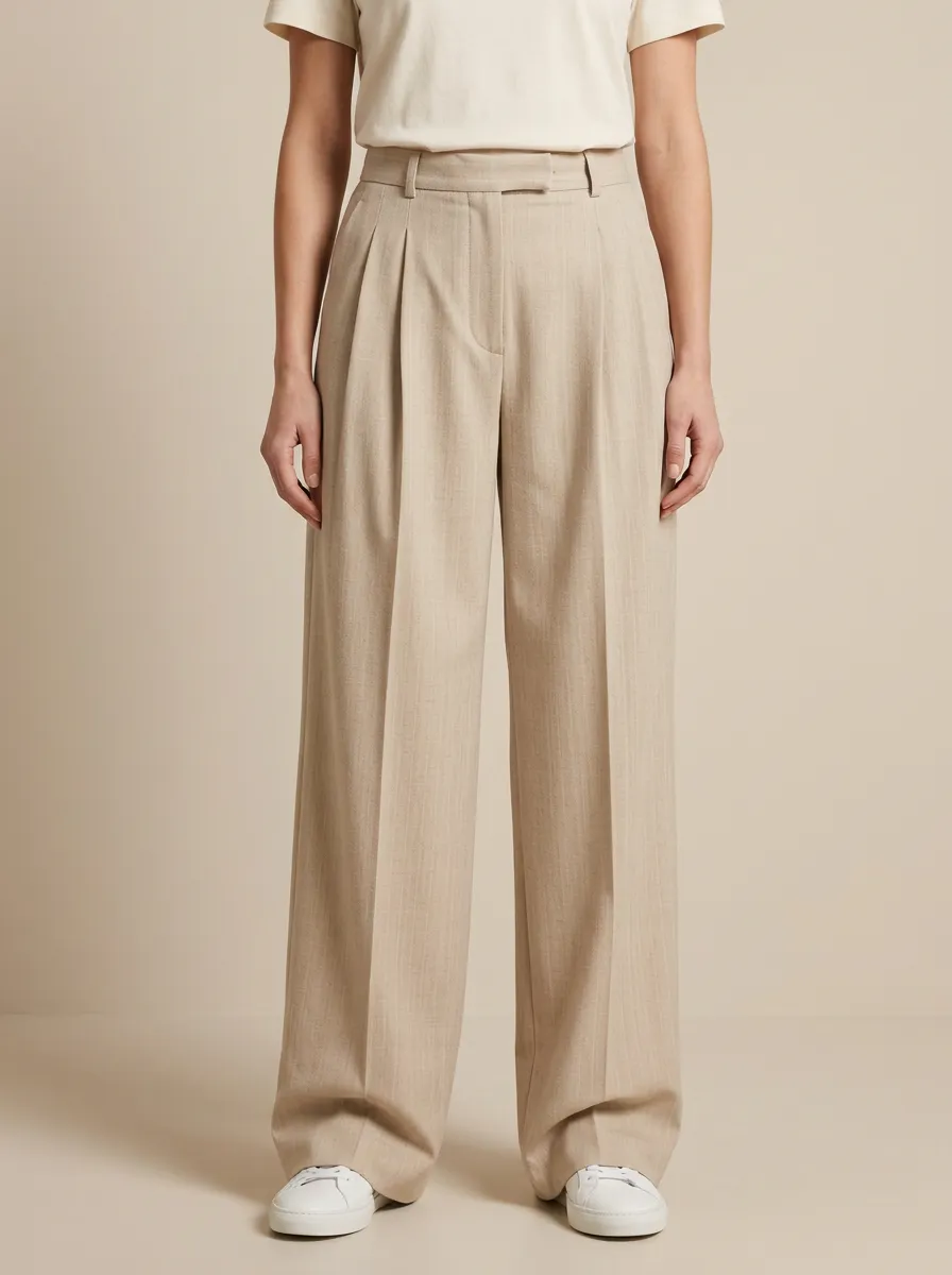 Contemporary Pleated High Rise Wide Leg Trousers