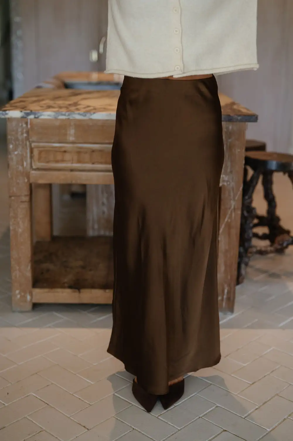 Refined Satin Maxi Skirt