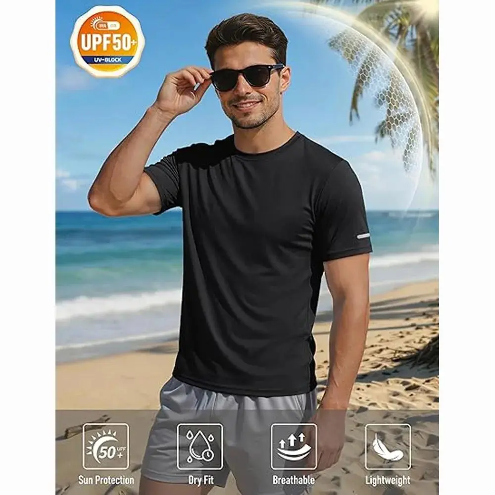 Men's Printed Reflective Striped Sports T-Shirt