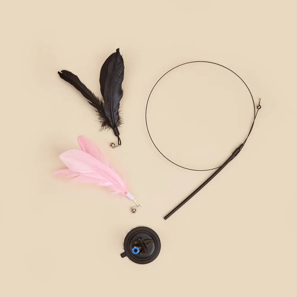 Upgraded Suction Cup Wire Cat Wand with Cat Head Shape Cat Toy