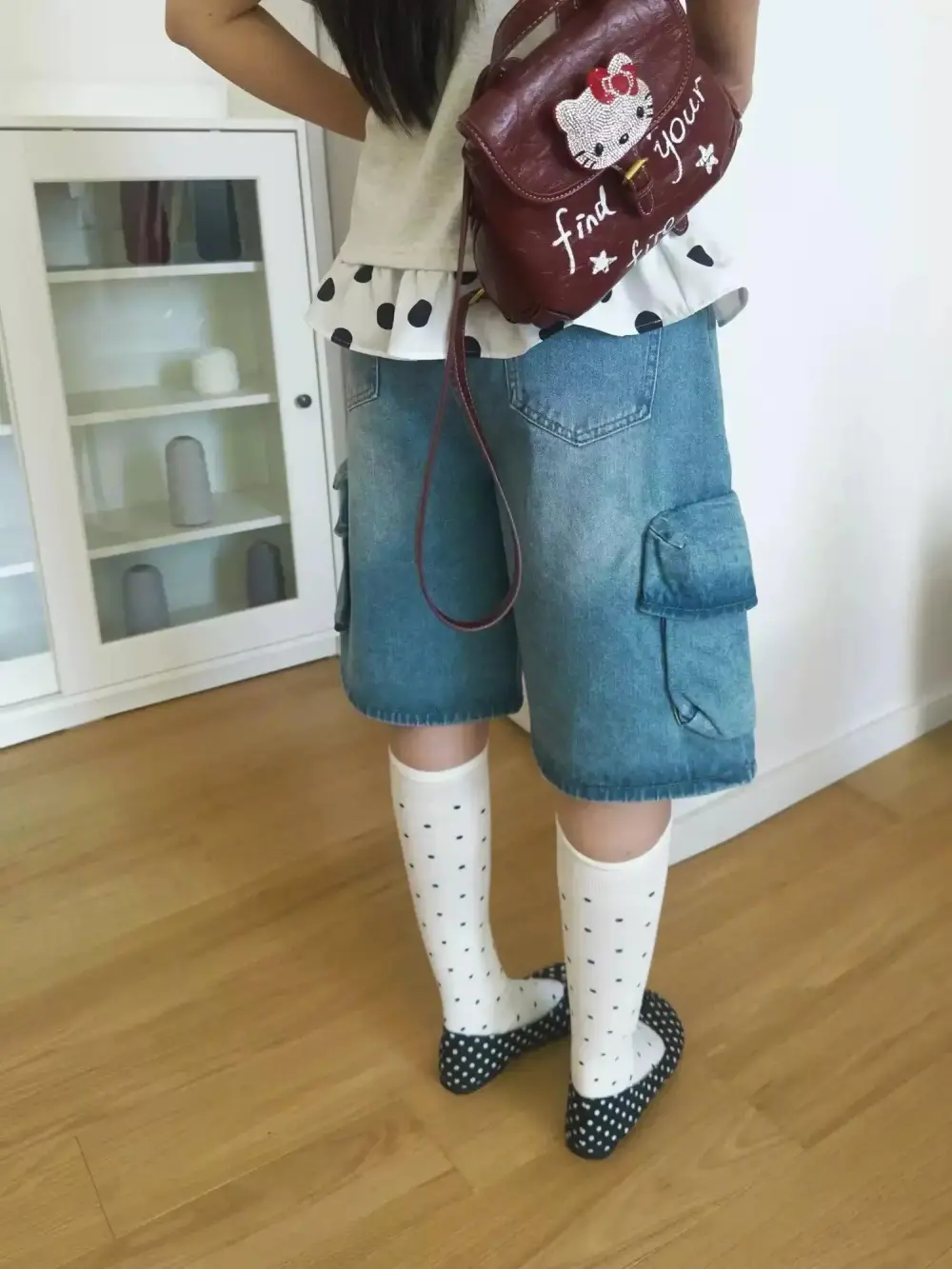 Washed Cargo Denim Shorts