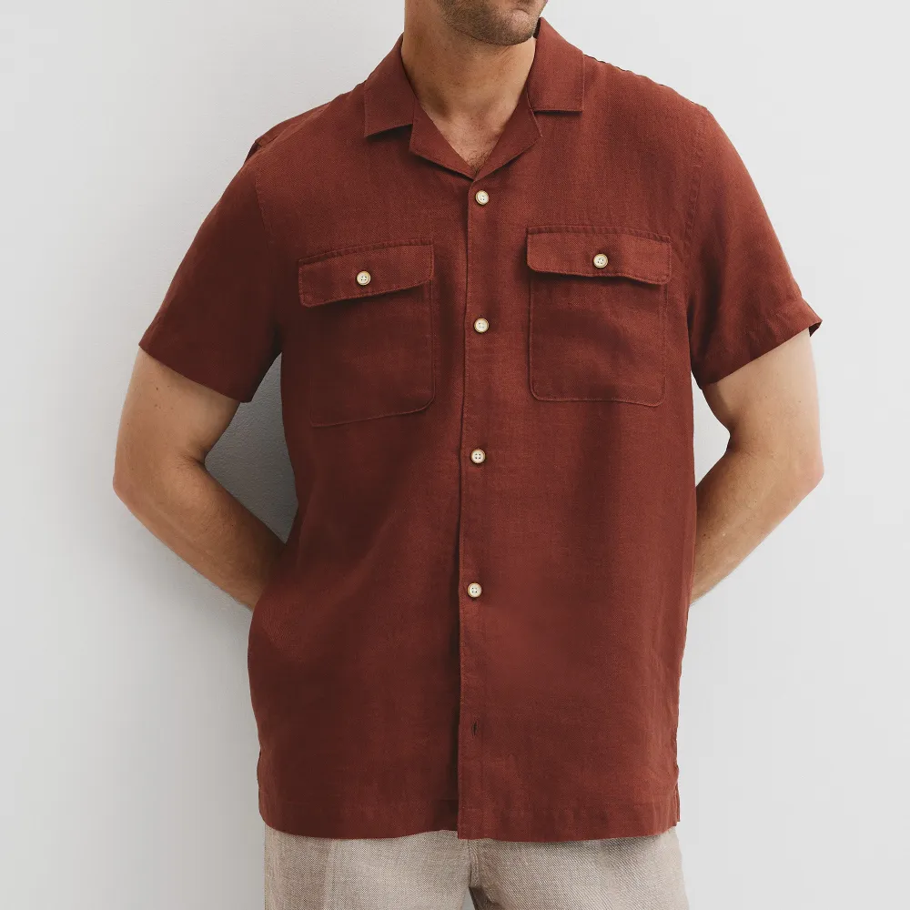 Men's Textured Short Sleeve Linen