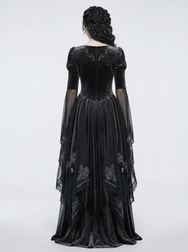 Dark Romantic Victorian Lace Velvet Darkwear Style Women's Gothic Dress