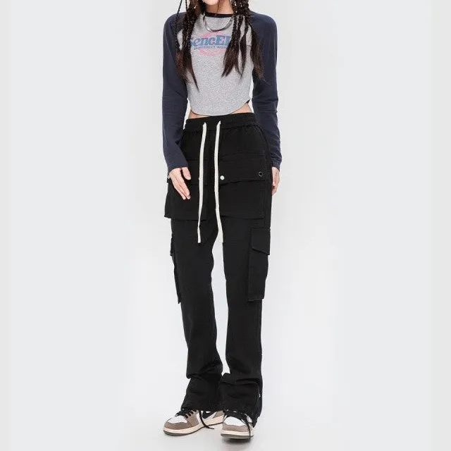 Women's Slim Fit Multi Pocket Button Detail Cargo Pants