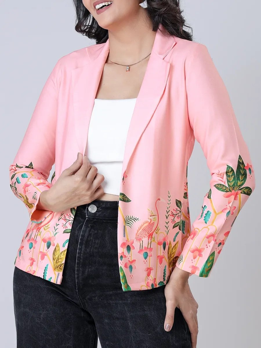 Simple, Fashionable And Stylish Floral-Printed Women's Jacket With Unique Design