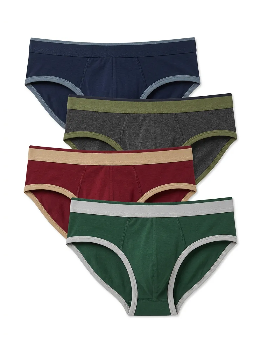 Men's Four-Pair Contrast-Edge Classic Brief Set