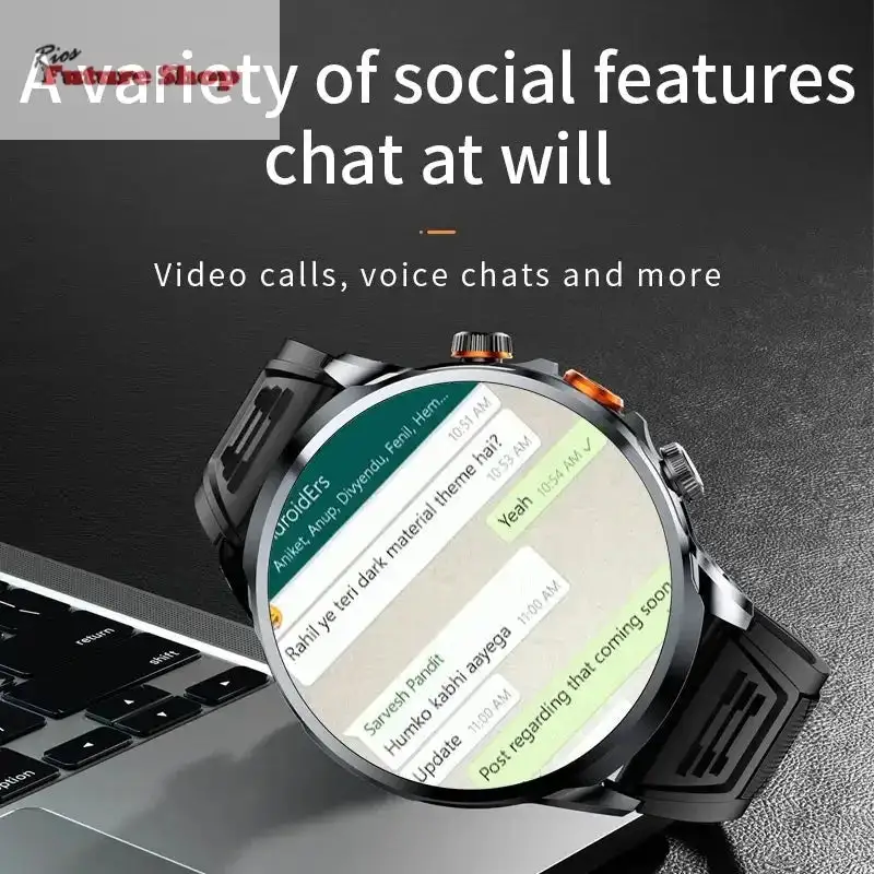 2025 new 4G Android smartwatch 1.95 inch IPS 360*360 screen with 200w camera GPS WiFi 32GB ROM smartwatch with 1100mAh battery