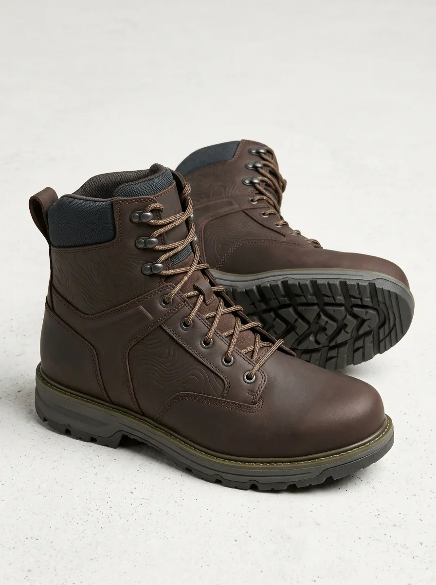 Topographic Hiking Work Boots Graphic