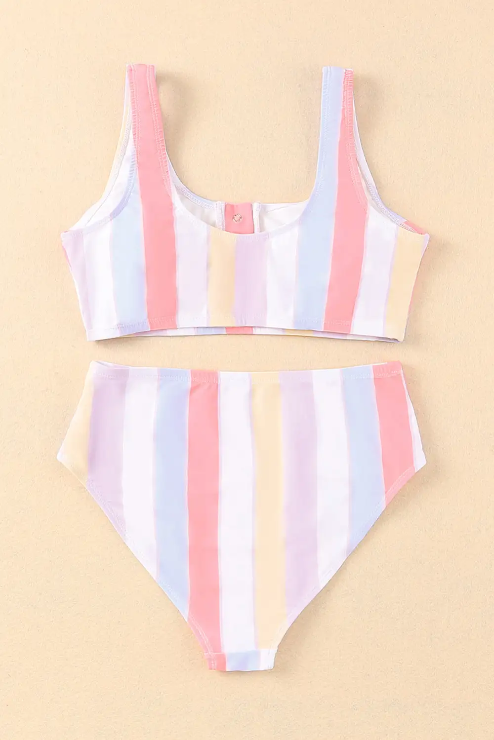 Swimwear Striped Button Bodycom Party Bikinis Snap Buttons Striped Print Two-piece Bikini
