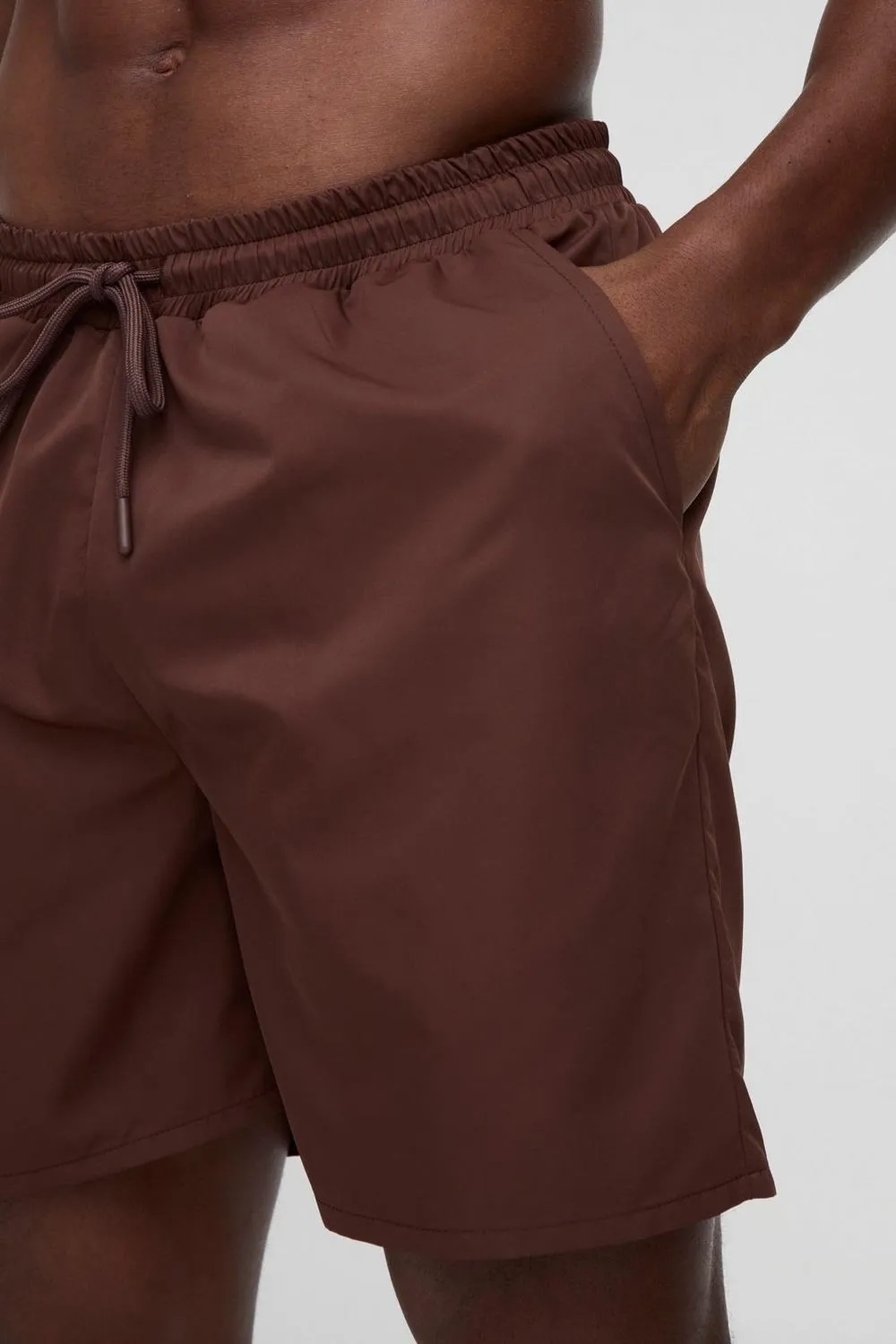 Mid Length Swim Trunks in Chocolate Casual Style
