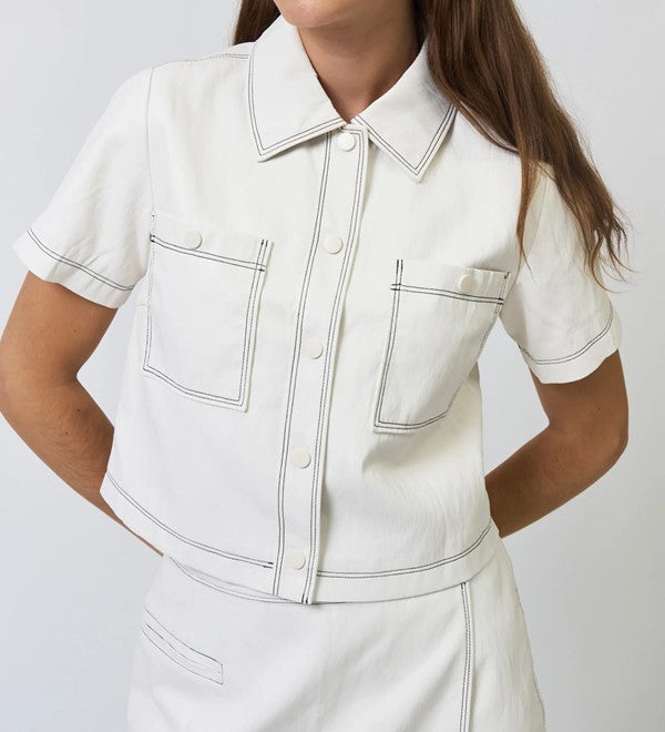 White Vegan Cropped Utility Top