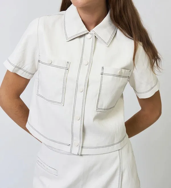 White Vegan Cropped Utility Top