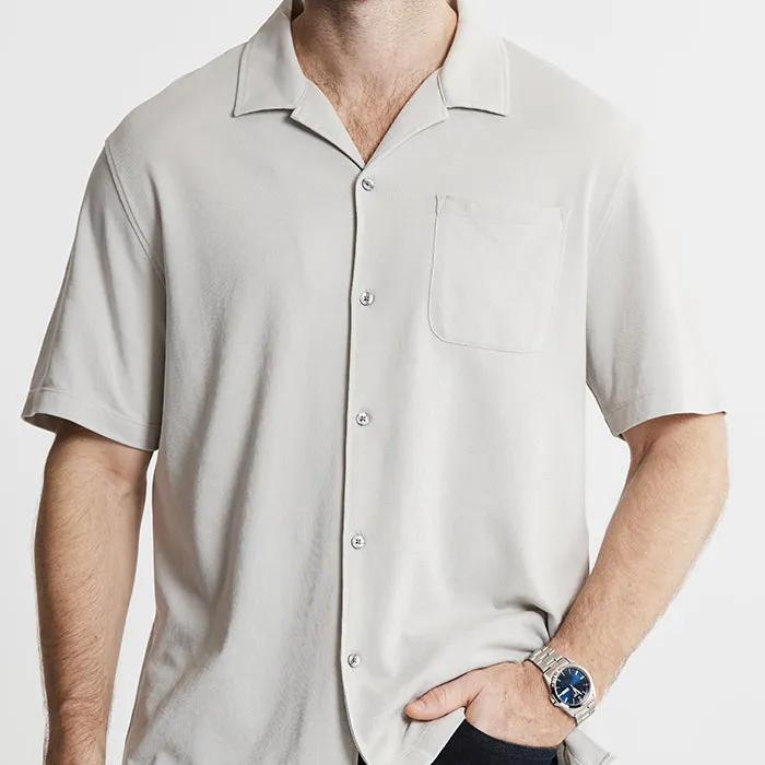 Knit Oxford Short Sleeve Camp Shirt