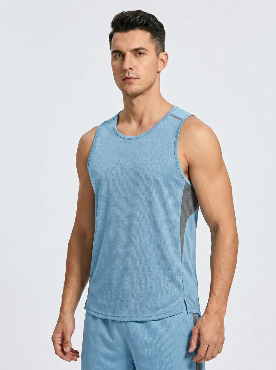 Men's Fitness Sports Gym Quick-Dry Mesh Printed Tank Top