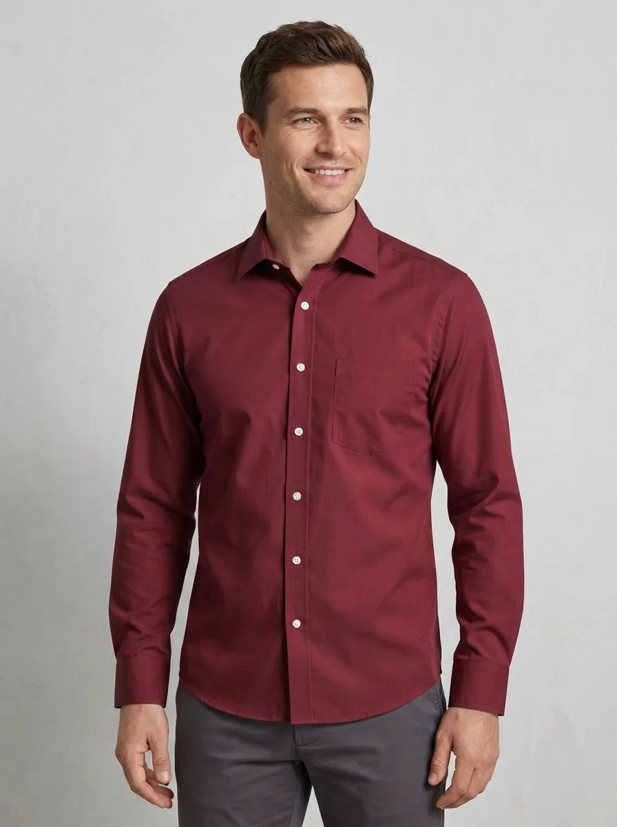 Men's Non-Iron Cotton Light Blue Pocket Button-Down Shirt