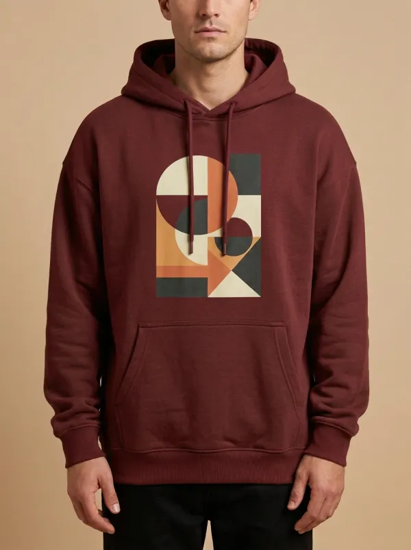 Unisex Angular Motif Graphic Pullover Hoodie