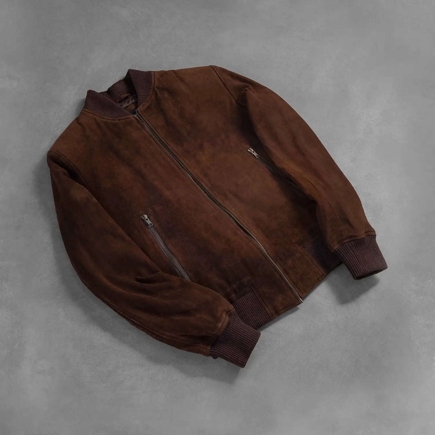 Men's Textured Bomber Suede Jacket