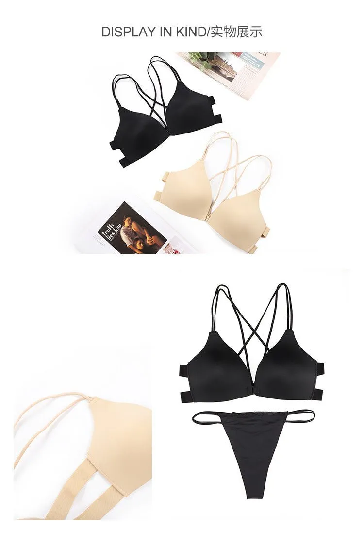 Smooth Wireless Front-Buckle Bra Set
