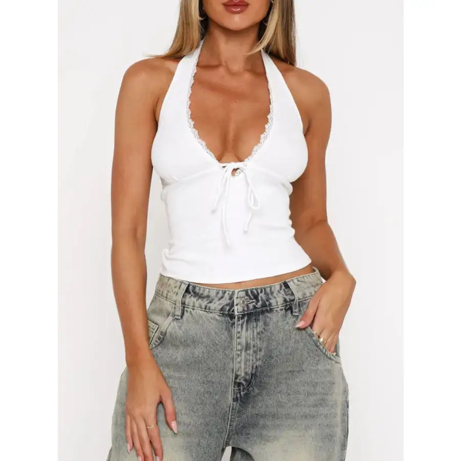 Lace Detail Halter Neck Camisole Top