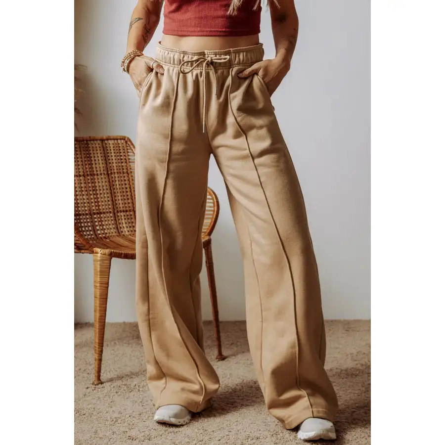 Classic Drawstring Wide Leg Pants with Pockets