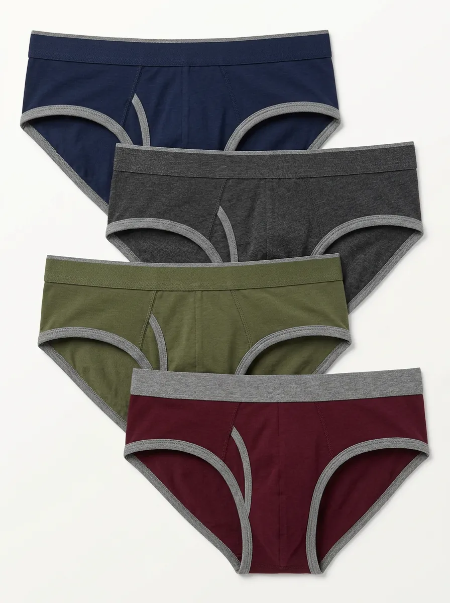 Men's 4-Pack Contrast-Edge Full-Coverage Briefs