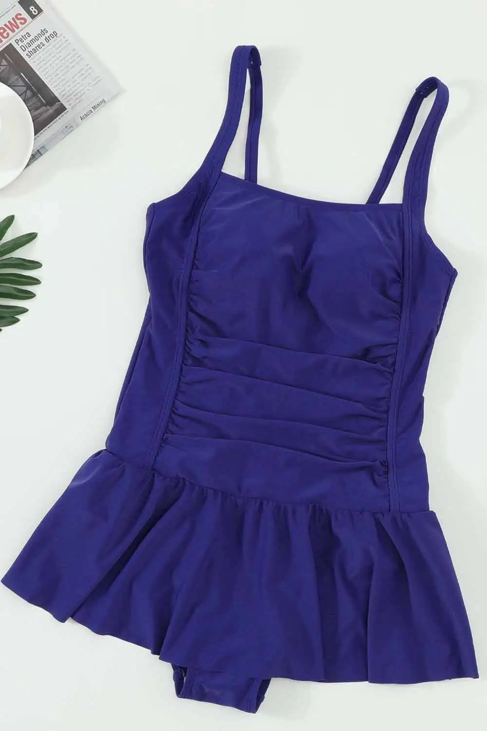 Swimwear Solid Push Up One Piece Swimdress