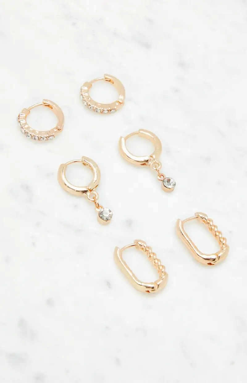 LA Hearts 3 Pack Mini Hoop Earrings