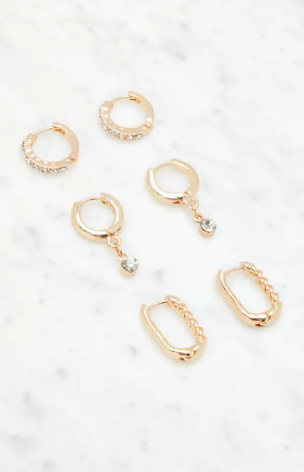 LA Hearts 3 Pack Mini Hoop Earrings