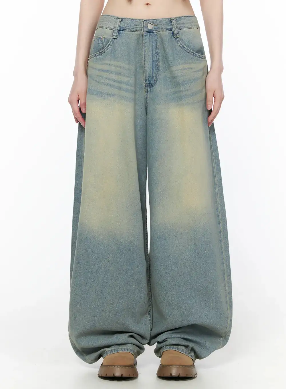 Pocketed Vintage Wide Leg Jeans