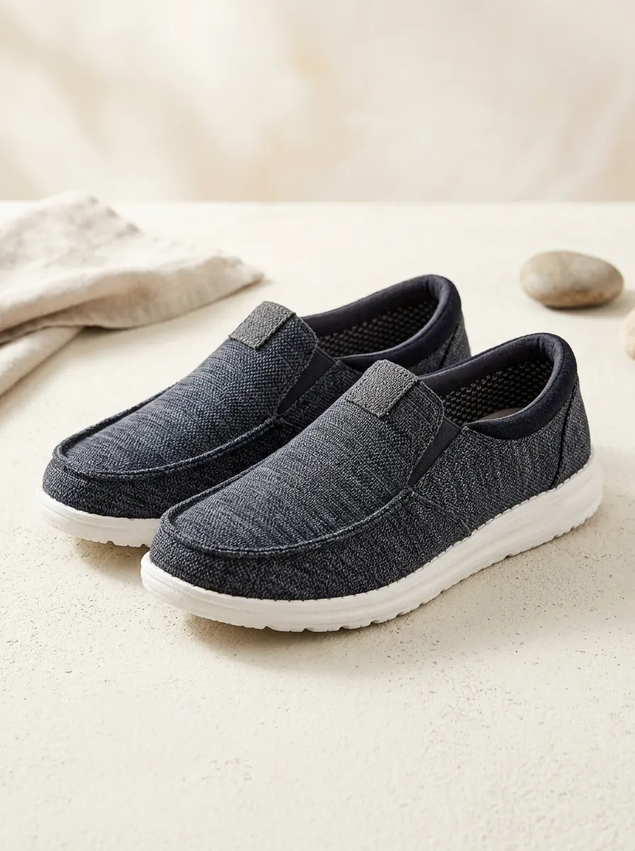 Versatile Textured Graphic Lifestyle Look Men's Stretch Canvas Shoes