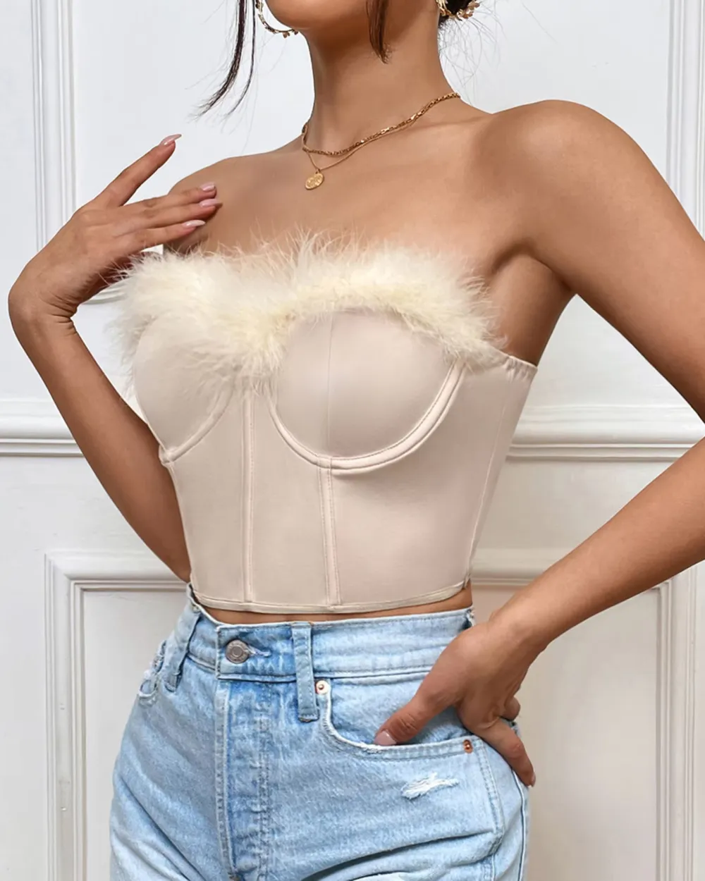 Bra with Plush Neckline Trim