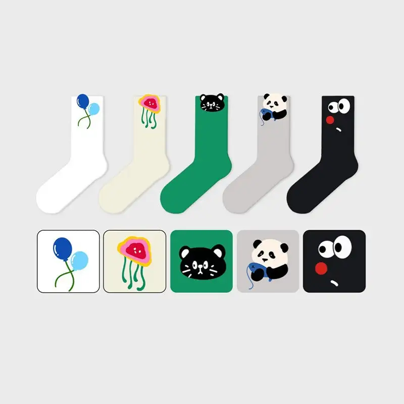 Whimsical Cartoon Cotton Crew Socks