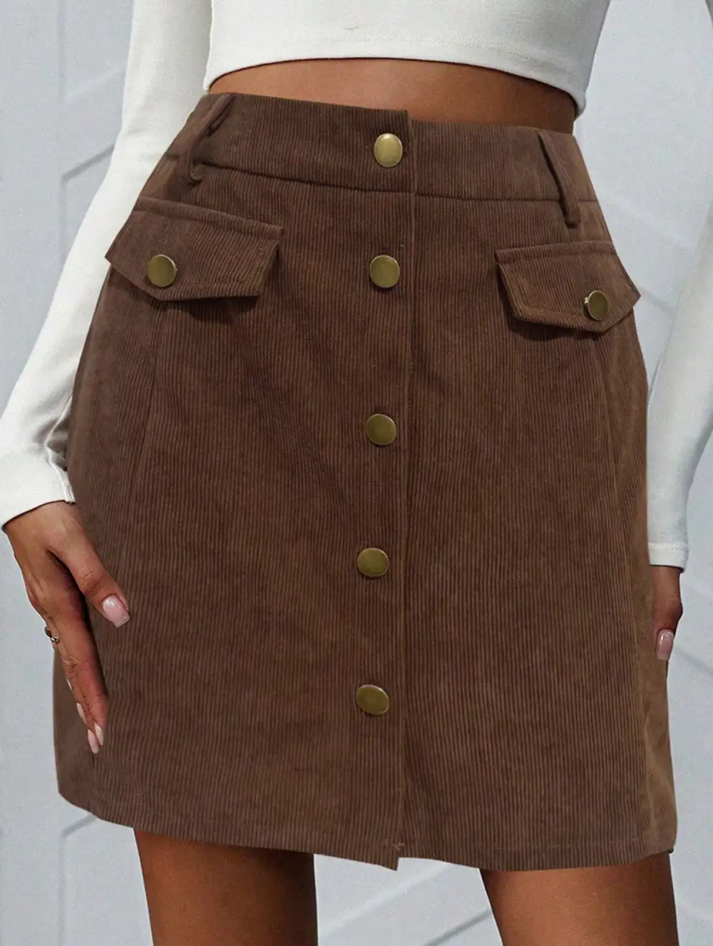 Ribbed High Waist Mini Skirt