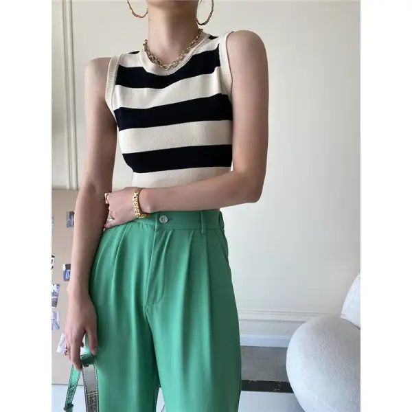 Versatile Wide Stripe Knit Vest