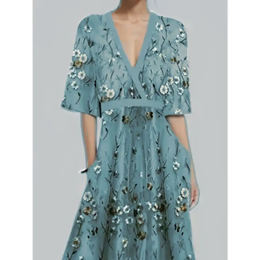 Floral Print Half Sleeve Maxi Dress