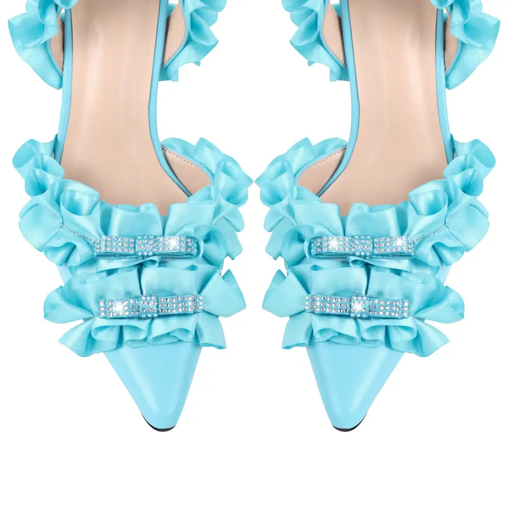 Polished Rhinestone Pointed Toe Stiletto Slingback Pumps