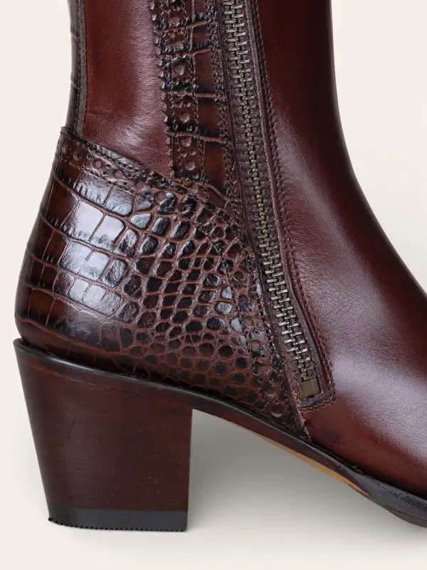 Streamlined Casual Mock Croc Tall Riding Boots