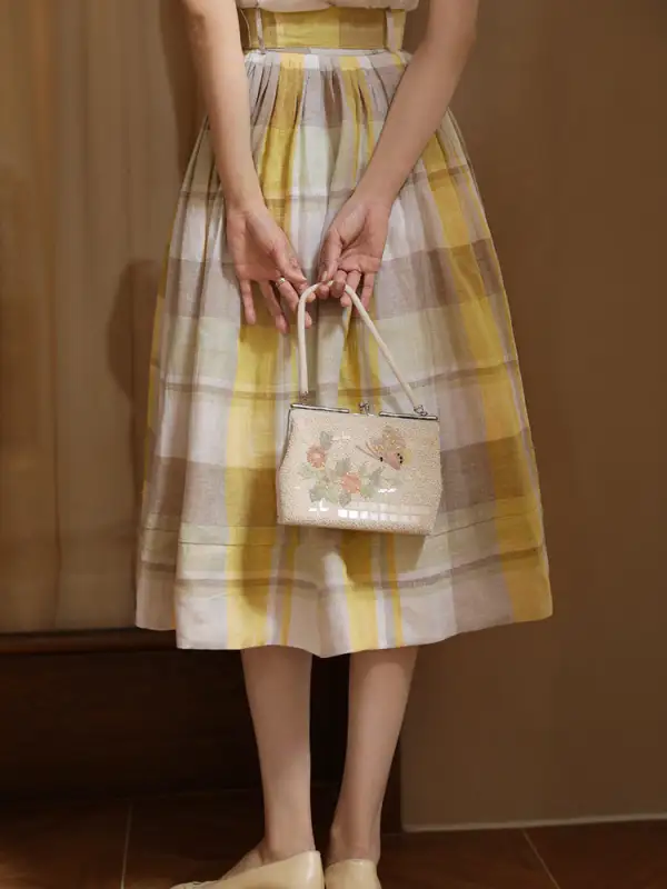 Flexible Easy Everyday Casual Plaid Skirt