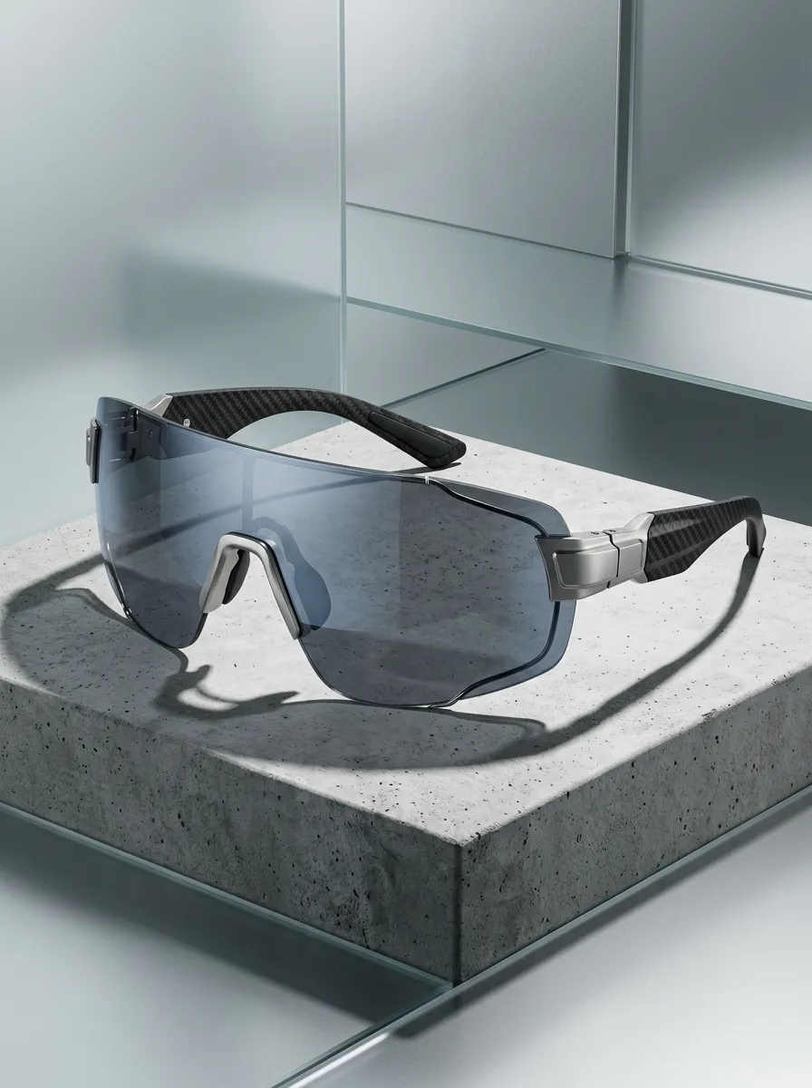 Men's Sport Cycling Carbon Fiber Texture Shield Sunglasses