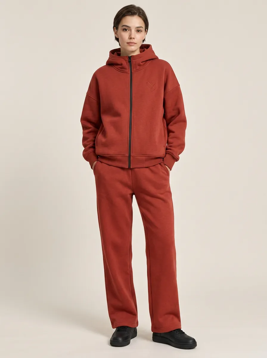 Unisex Modern Sport Hooded Zip Geometric Jogger Set