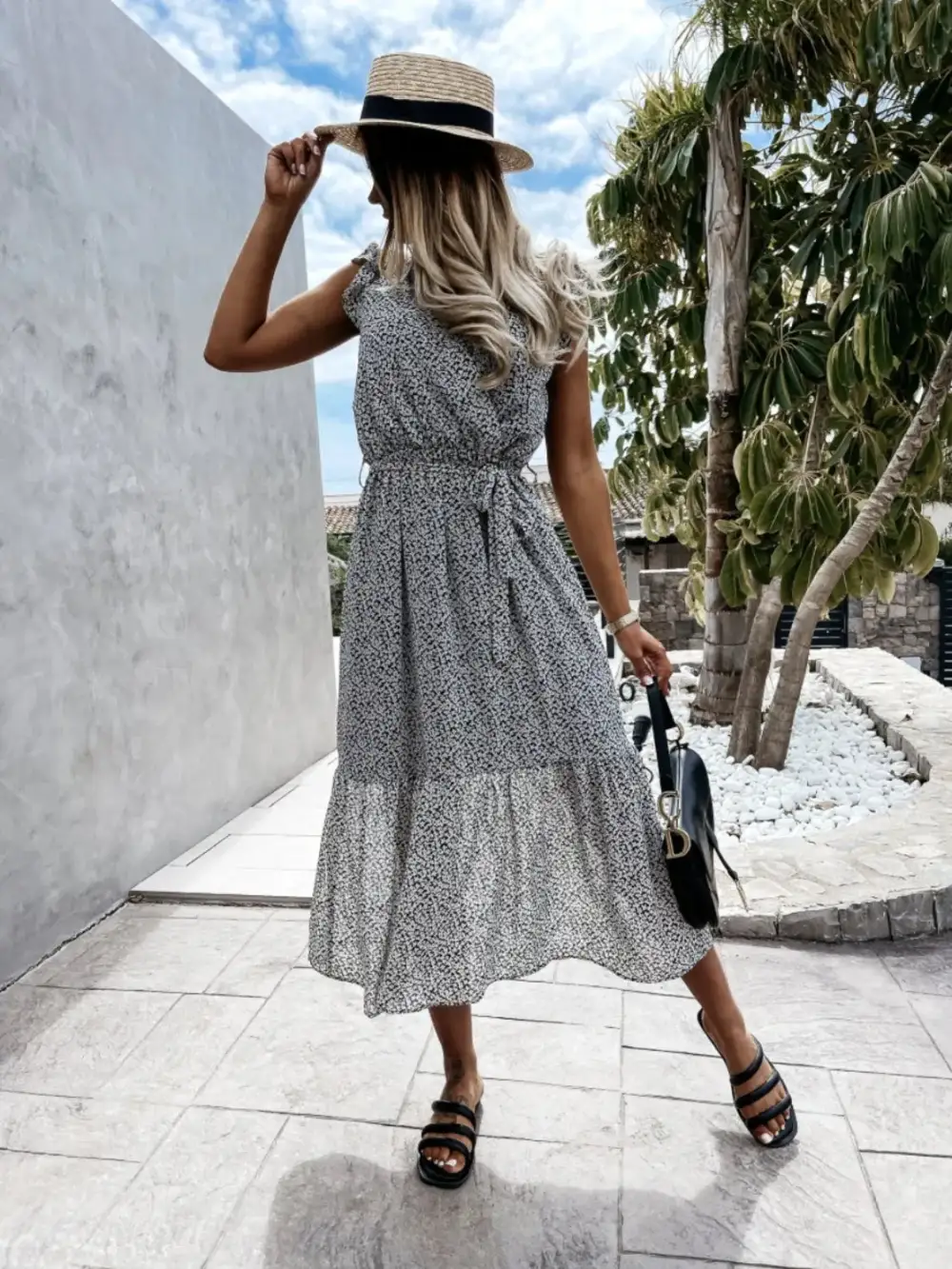 Everyday Surplice Neck Ruffle Trim Dress